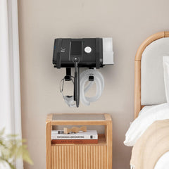 DUDUXI CPAP wall mount dual hooks securely hold mask and tubing.