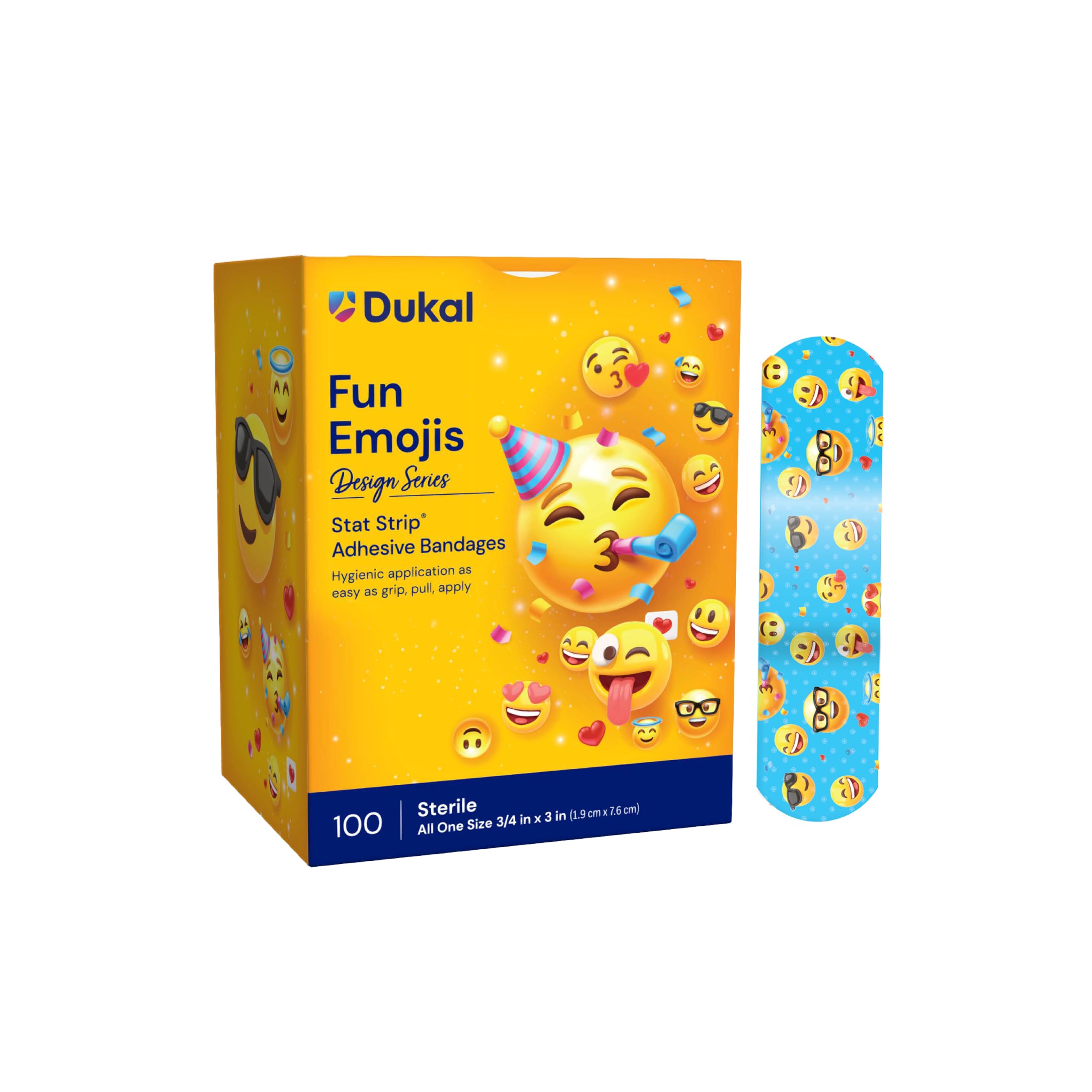 Dukal American White Cross Emoji Bandages pack 1200 in a ready-to-store box