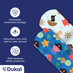 Matey's bandages absorbent pad helps manage minor scrapes during playtime.
