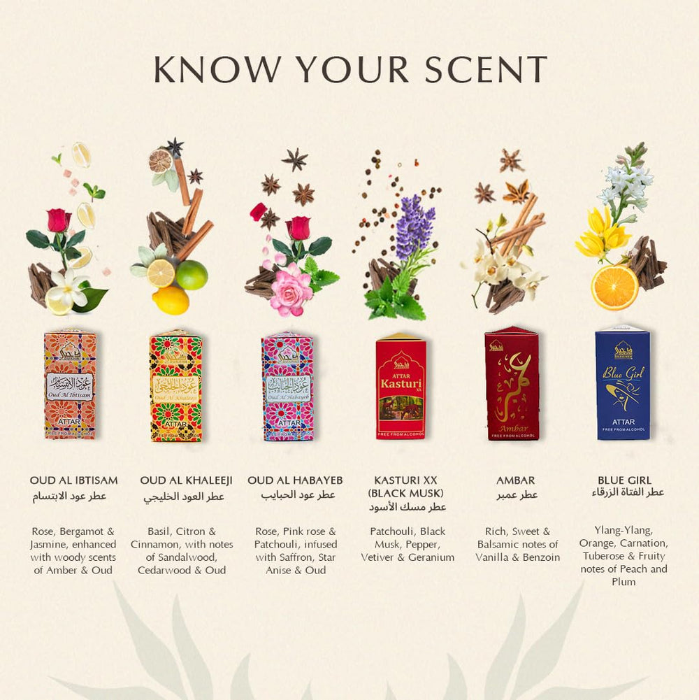 Dukhni Premiere Attar Set unisex oils suitable for men and women.