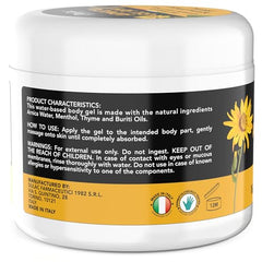 Dulac Arnica gel texture close-up highlighting quick absorption.