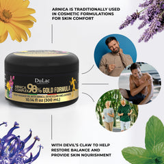 Daily-use, skin-friendly Dulàc Arnica Gel on intact skin