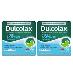 Dulcolax bottle of stool softener gel capsules for gentle relief