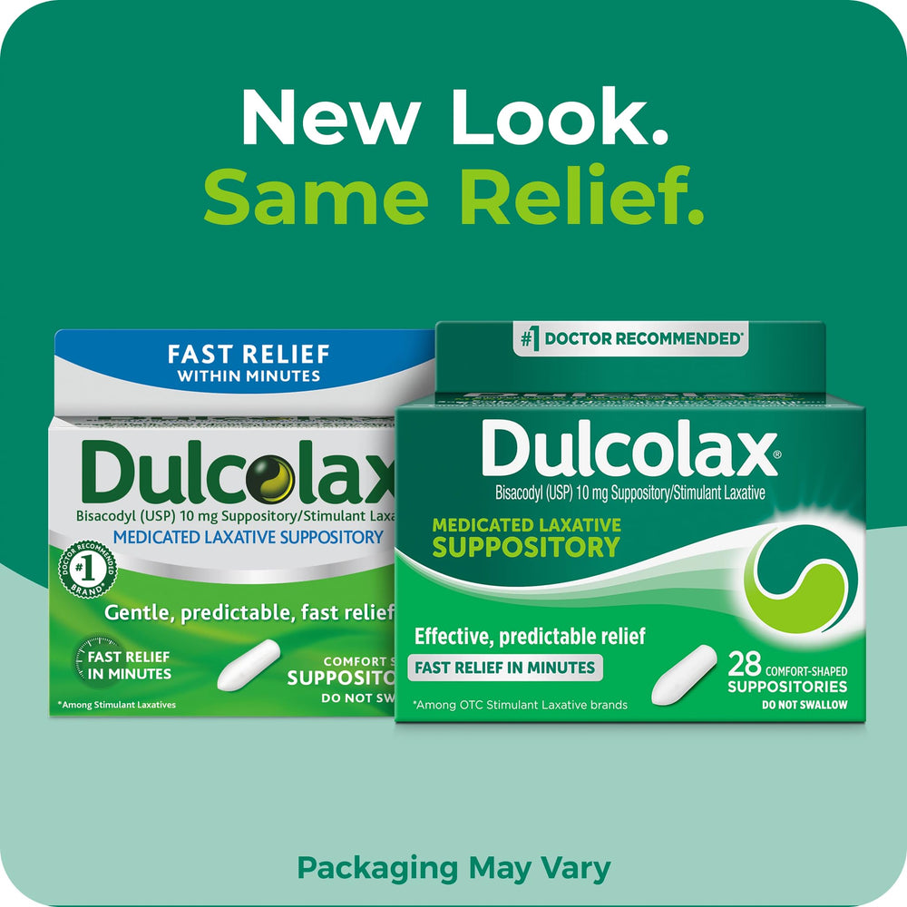 Dulcolax packaging back panel with usage notes and precautions