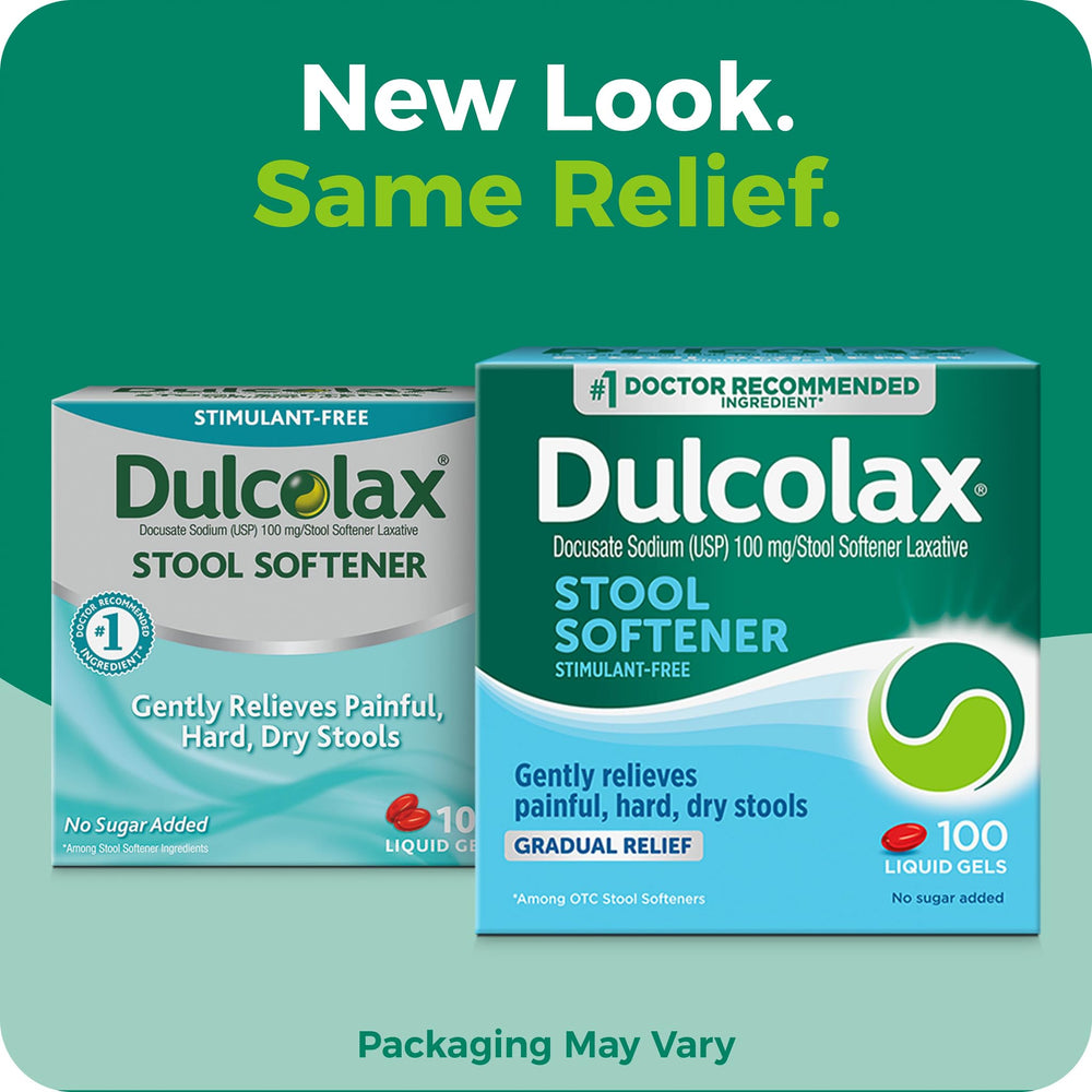 Dulcolax packaging shows two 100-count boxes for travel