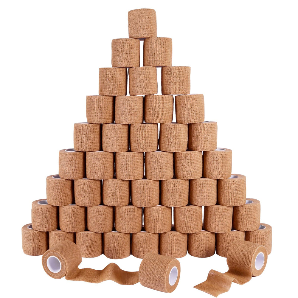 DUOQIAN brown self-adhesive bandage wrap rolls for versatile body-part coverage.