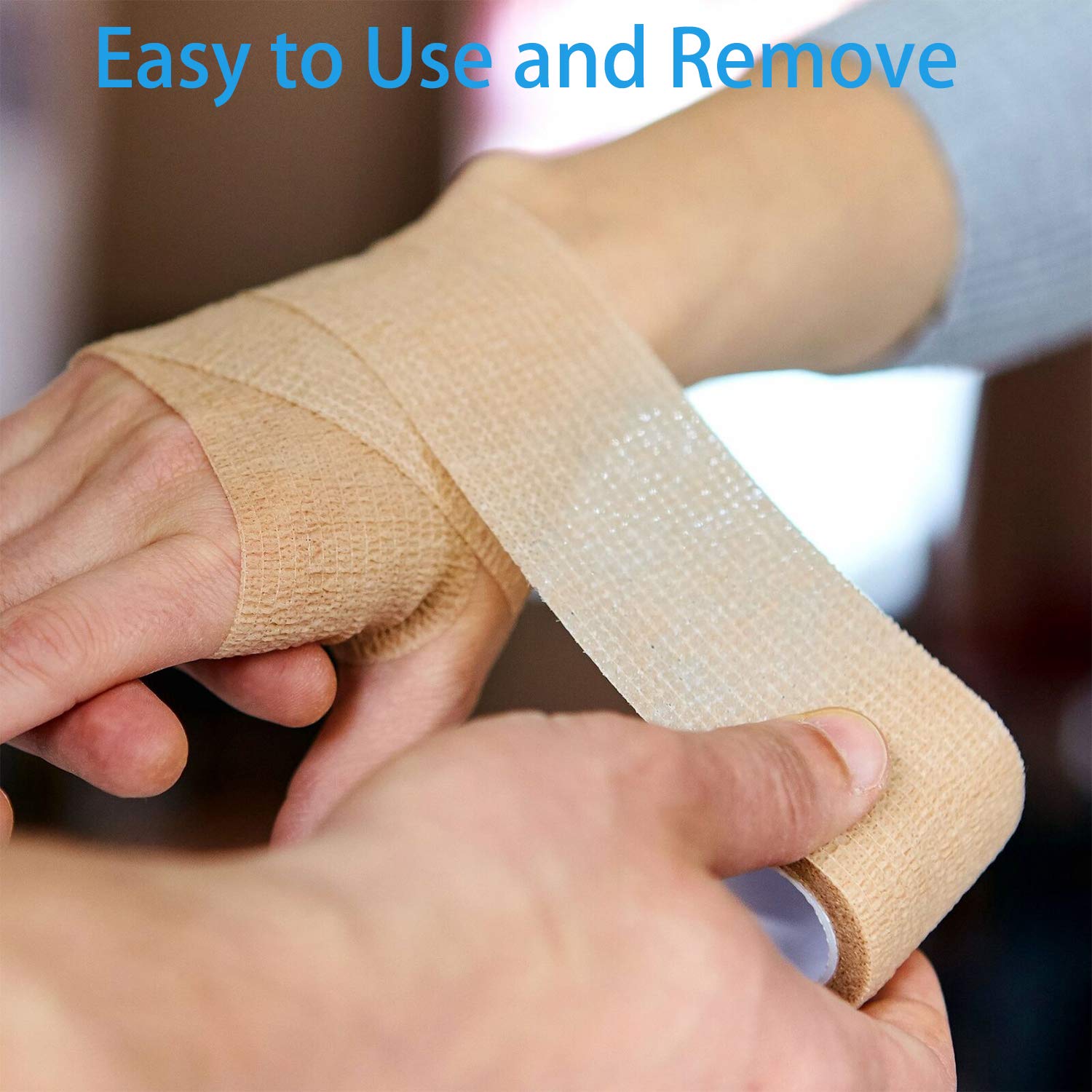 DUOQIAN wrist and ankle support bandage shown on joints for comfortable stabilization.