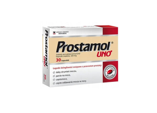 DUOshop Prostamol Uno bottle with softgels supporting daily male wellness