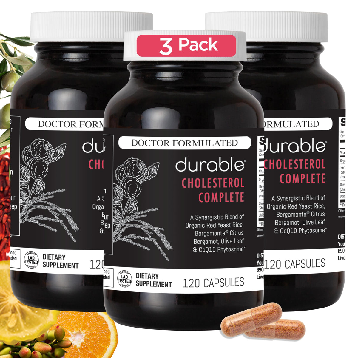 Durable Cholesterol Complete bottle with pour spout for daily support.