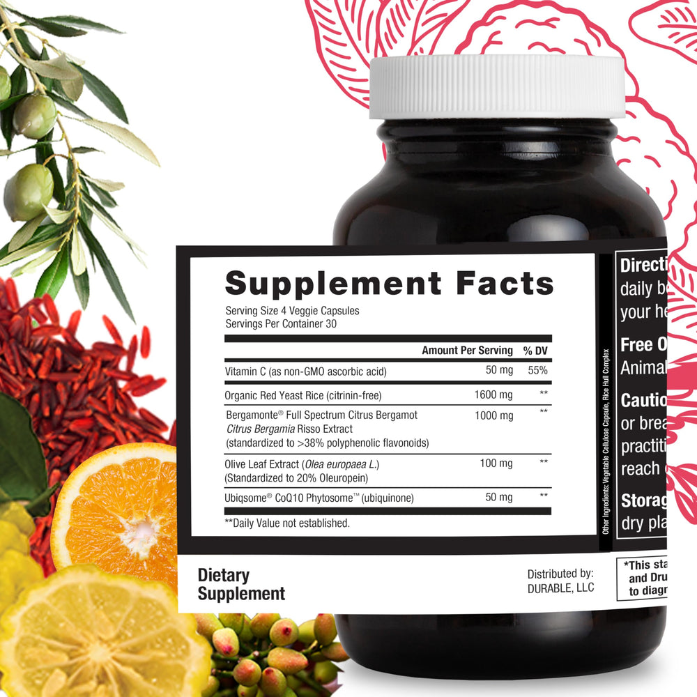 Durable Cholesterol Complete olive leaf extract image highlights vascular health potential