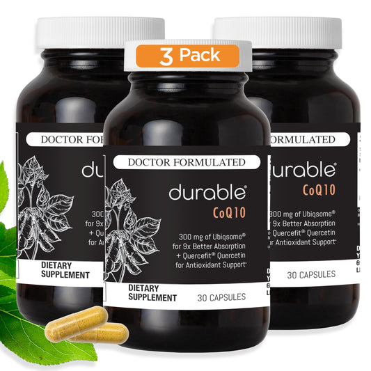 Durable CoQ10 300mg phytosome capsules offer enhanced absorption for daily energy.