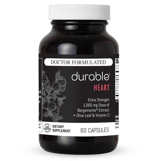 Durable Heart bergamonte 1000 mg capsule with citrus bergamot for cholesterol support.