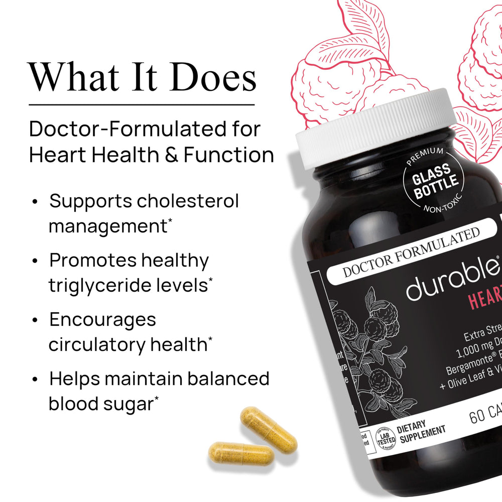 Durable Heart capsules pack ready for daily heart health routine.