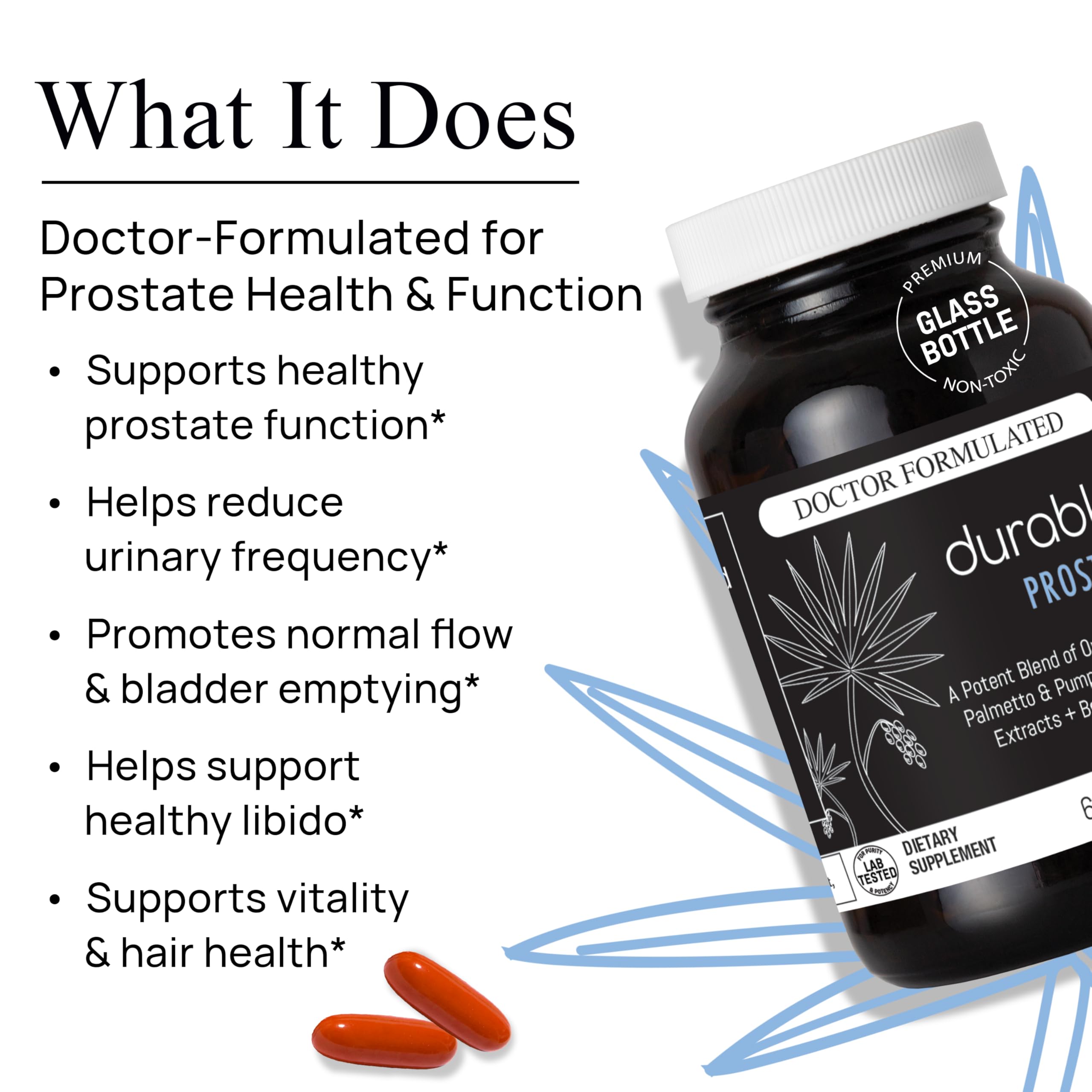 Durable Prostate pumpkin seed oil softgels promoting balanced prostate size and cellular protection