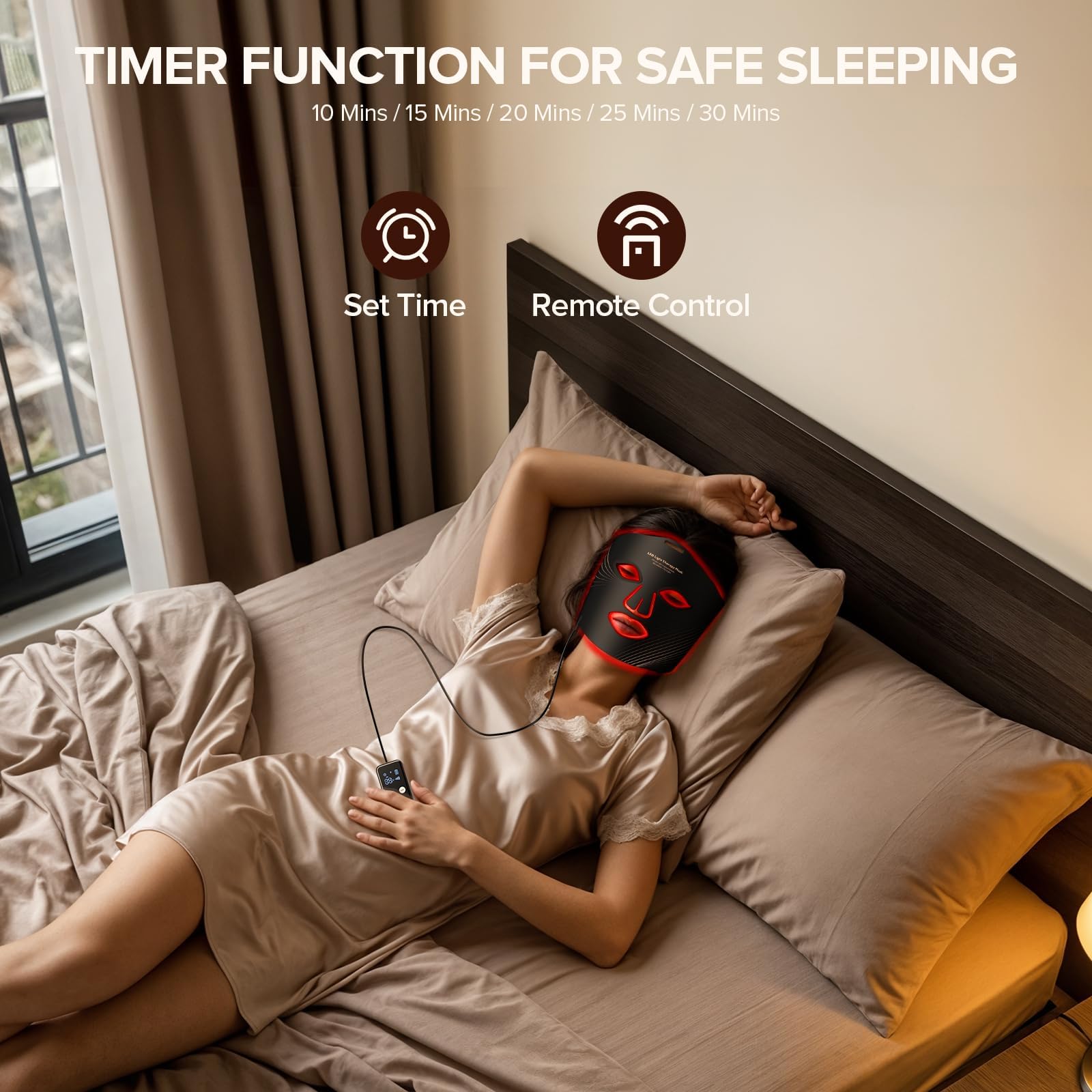 Duuckin LED mask battery timer function for flexible sessions