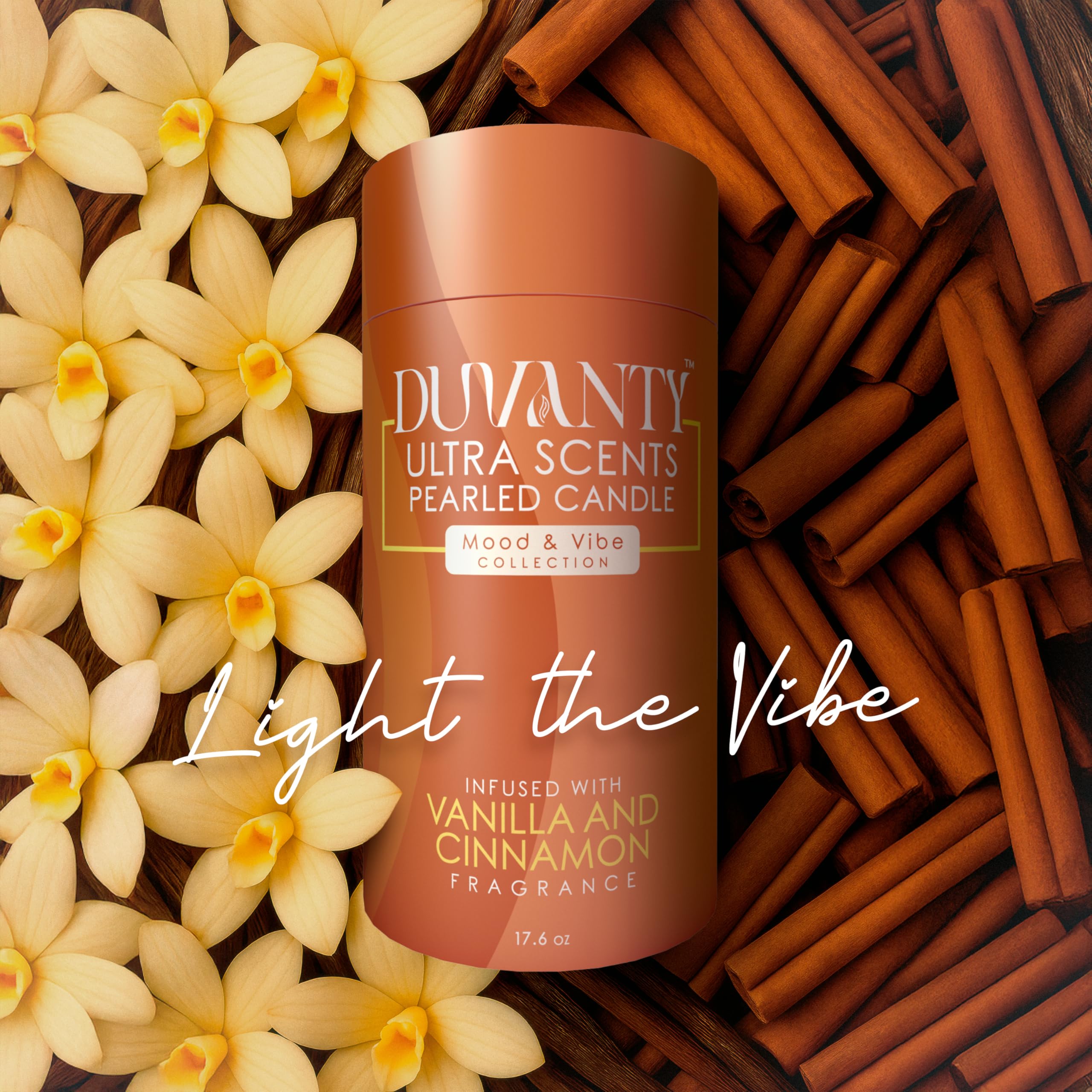 DUVANTY pearled candle sand glows with subtle movement for mood design.