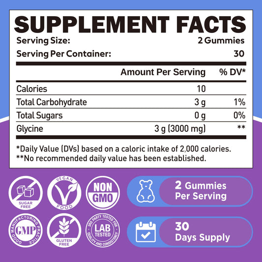duwhot Glycine Gummies serving size image for daily relaxation support.