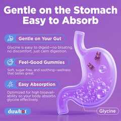 duwhot Glycine Gummies vegan and gluten-free icon on label.