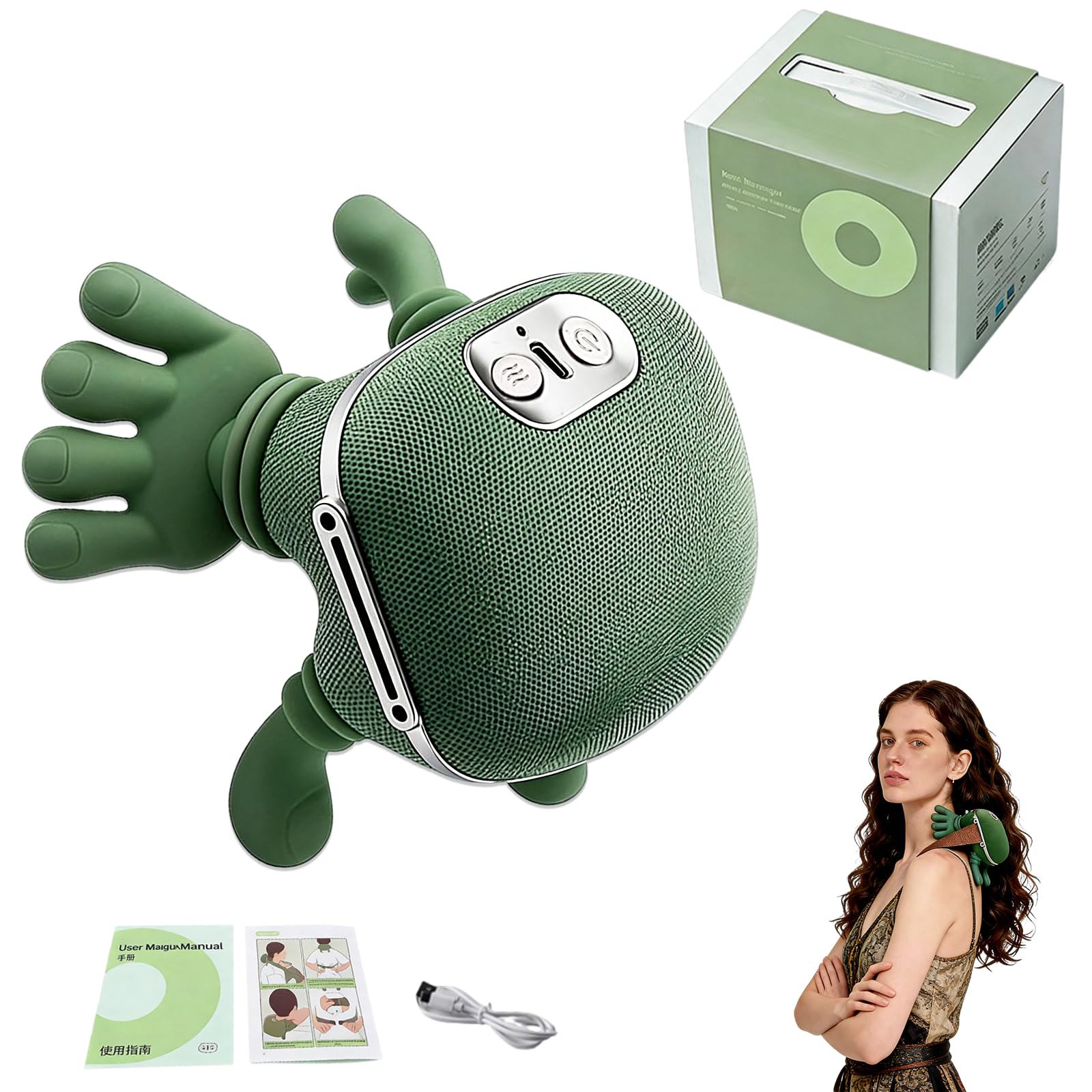 dybyss neck massager with heat demonstrates 4D kneading for neck relief at home