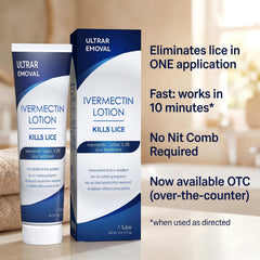 DYINREU Ivermectin lotion safety label highlights fragrance-free, gentle formula.