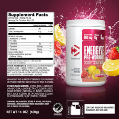 Dymatize Energyze scoop in water close-up dissolving the powder.