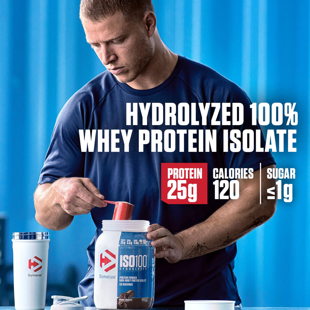 Dymatize ISO100 cookies and cream serving delivers a tasty post-workout shake