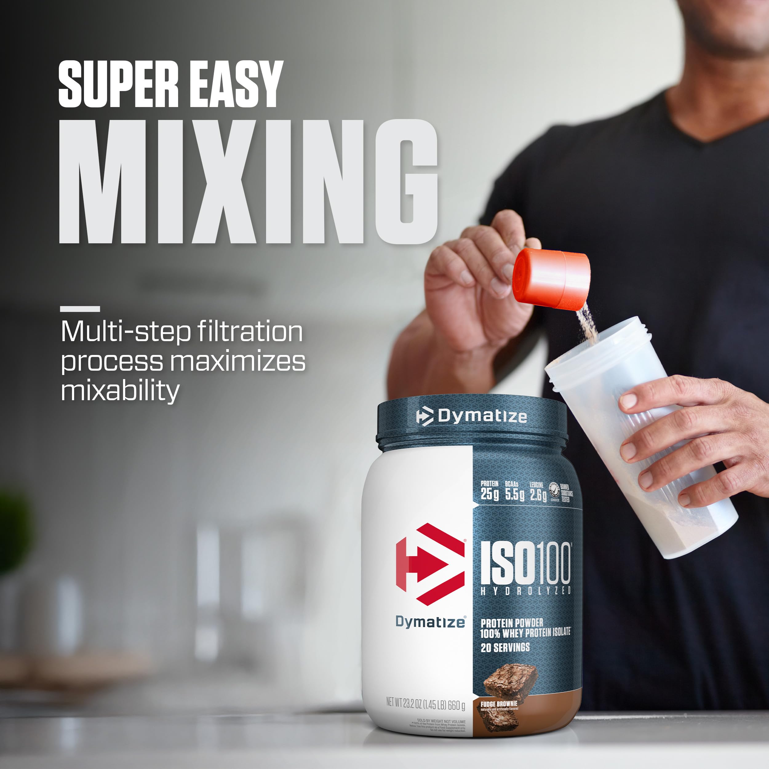 Dymatize ISO100 fudge brownie overnight oats prep with protein boost.