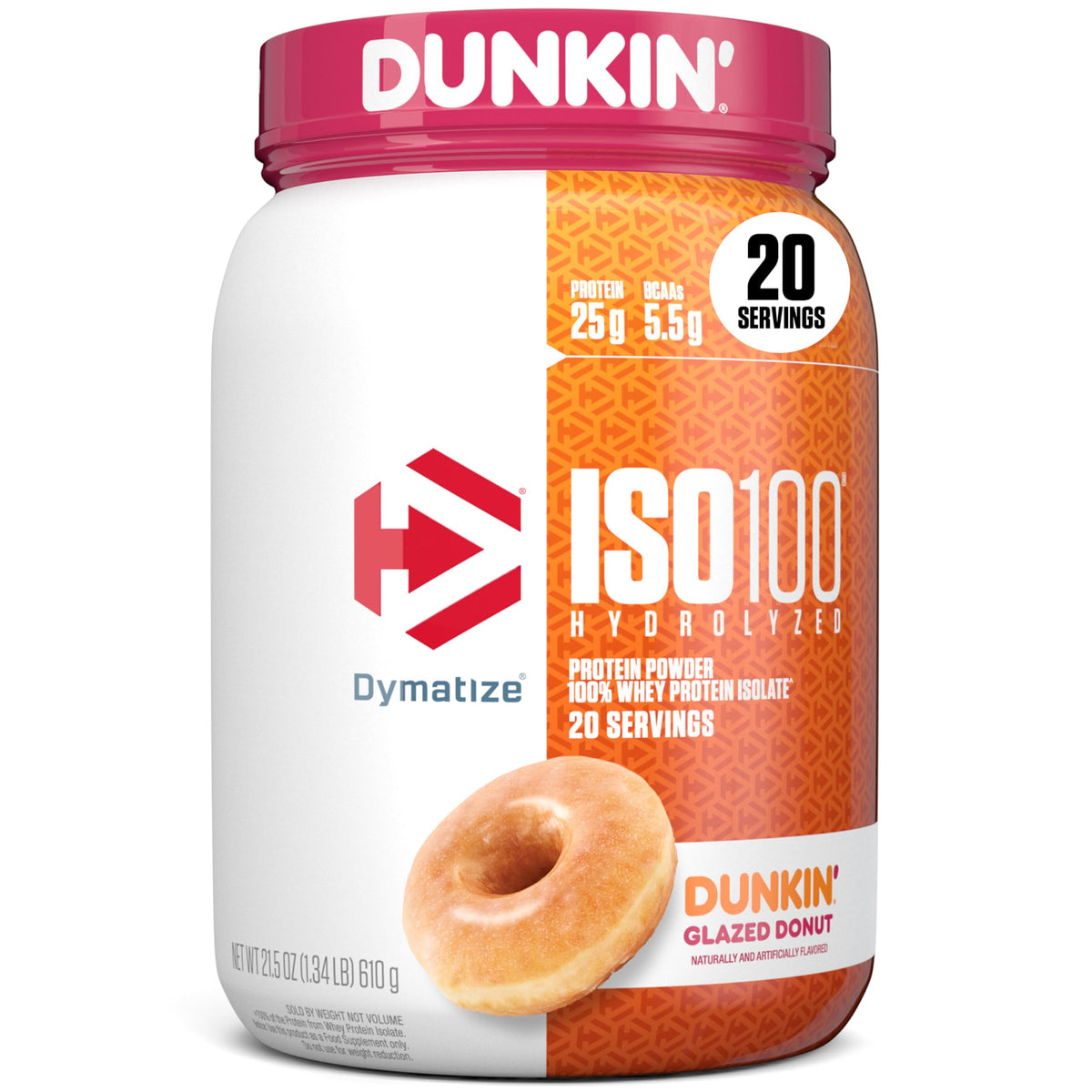 Dymatize ISO100 glazed donut bottle promotes fast-absorption protein post-workout