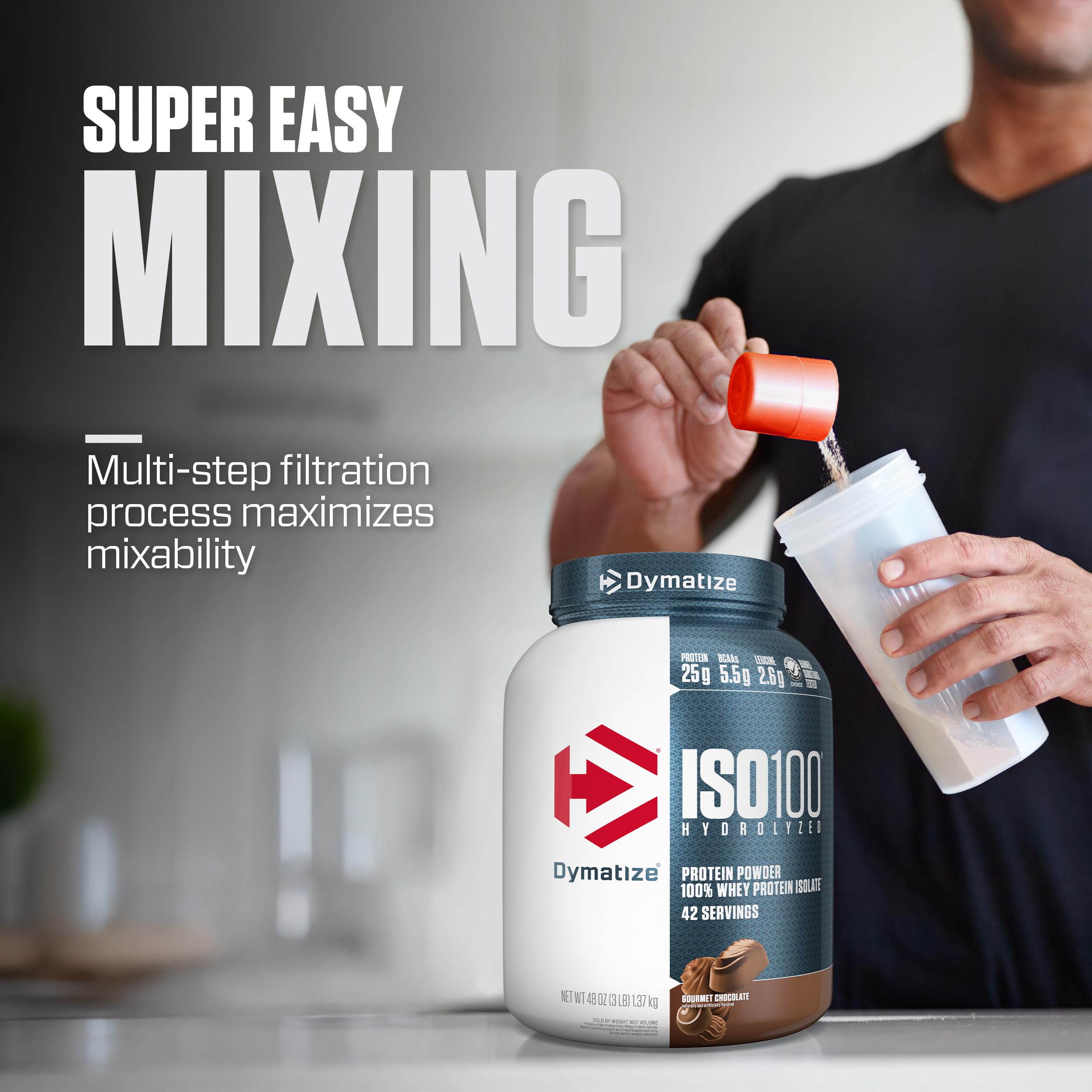 Shaker with ISO100 demonstrating easy preparation and smooth texture