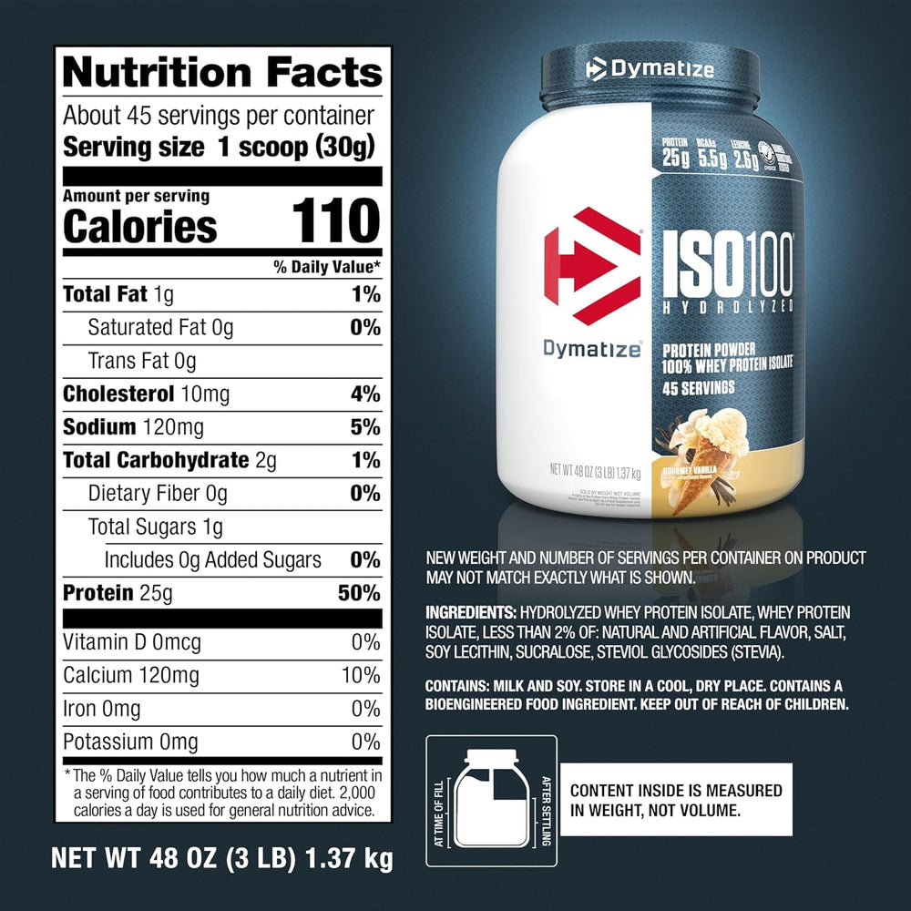 Dymatize ISO100 vanilla smoothie bowl setup suggests quick meal.
