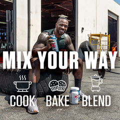Vitamins and minerals panel in Dymatize Mass Gainer supports recovery.