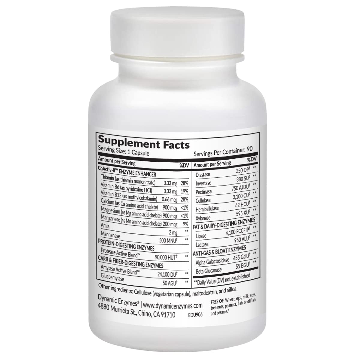 Dynamic Enzymes Eat E-Z Ultra capsule close-up showing easy-to-swallow capsules.