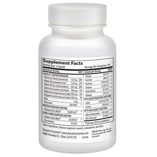 Dynamic Enzymes Eat E-Z Ultra capsule close-up showing easy-to-swallow capsules.