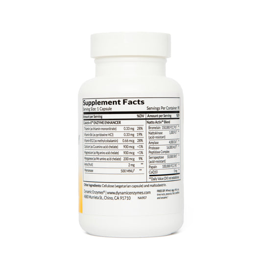 Dynamic Enzymes Natto ACTIV capsules inside package, ready for use.