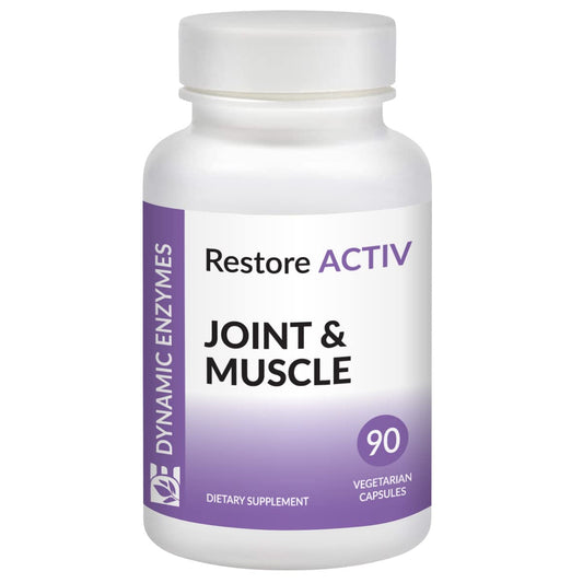 Dynamic Enzymes Restore ACTIV bottle front view showing capsules for recovery support