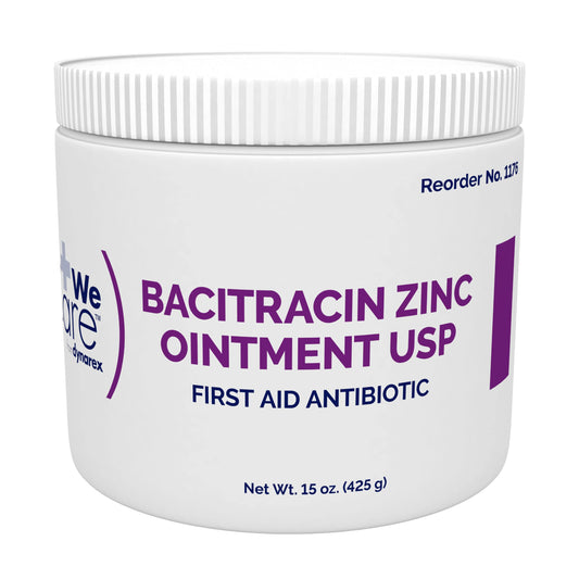 Dynarex 15oz bacitracin zinc jar ready for minor wounds and everyday first aid.