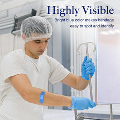 Dynarex blue metal-detectable bandage provides breathable wear for daily tasks