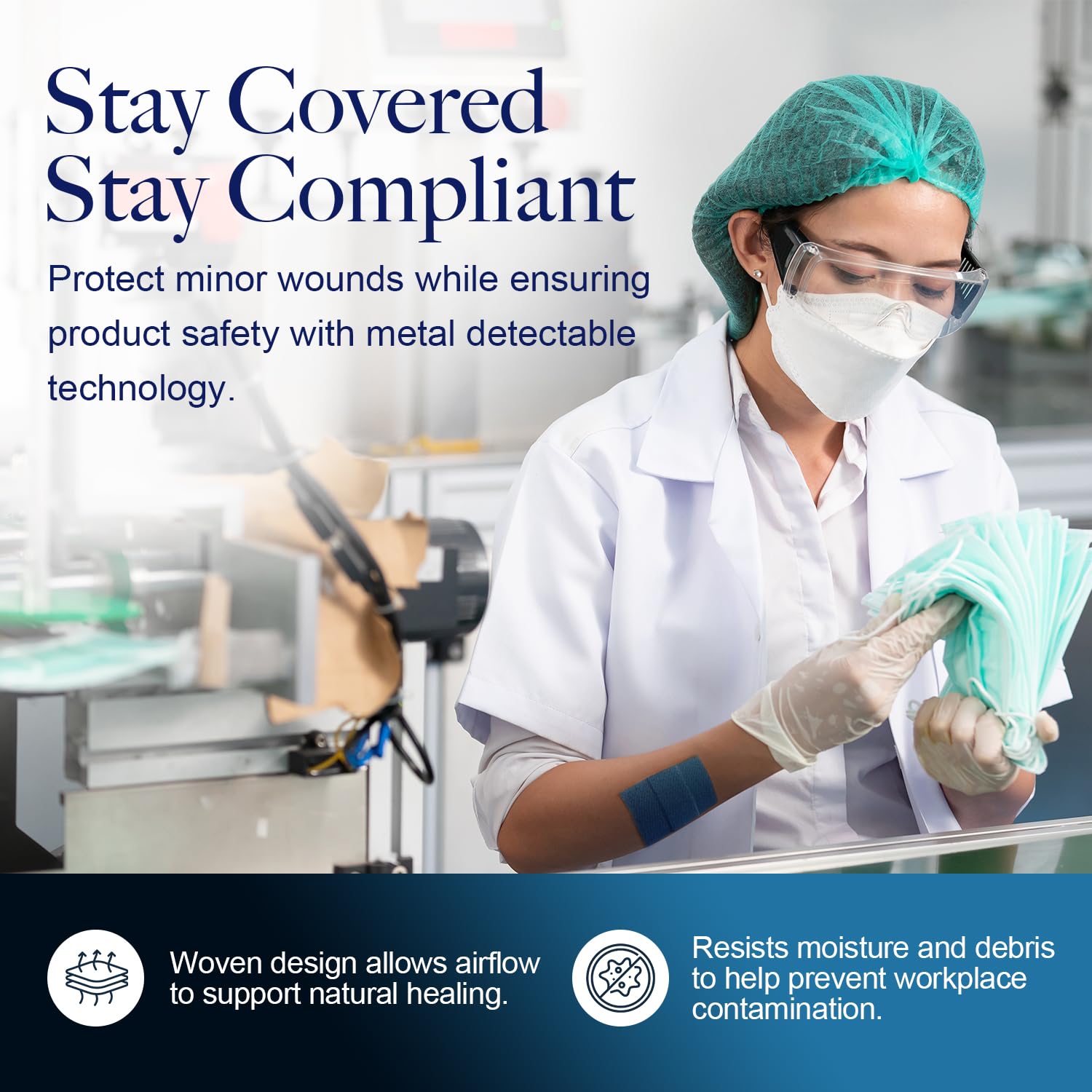 Dynarex blue bandages suitable for food prep and pharmaceutical use