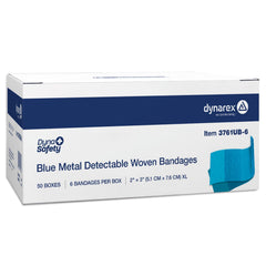 Dynarex blue metal detectable bandages with an internal foil strip for detection