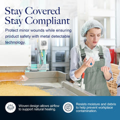 Secure adhesive helps keep bandages in place when moving and handling tasks.