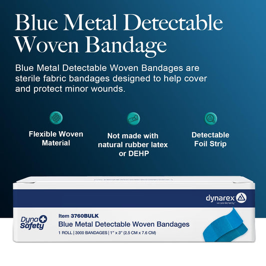 Dynarex blue woven bandage provides secure coverage during daily tasks.