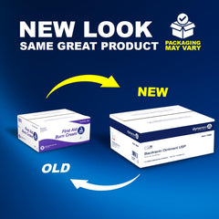 Dynarex burn cream foil packet closeup shows clean, portable packaging.