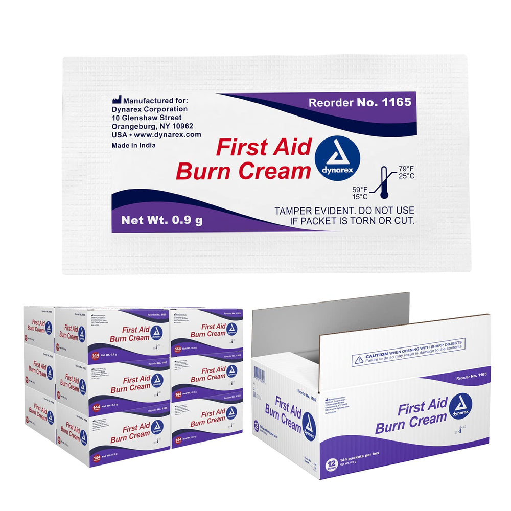 Dynarex burn cream single-dose packet for quick, hygienic use.