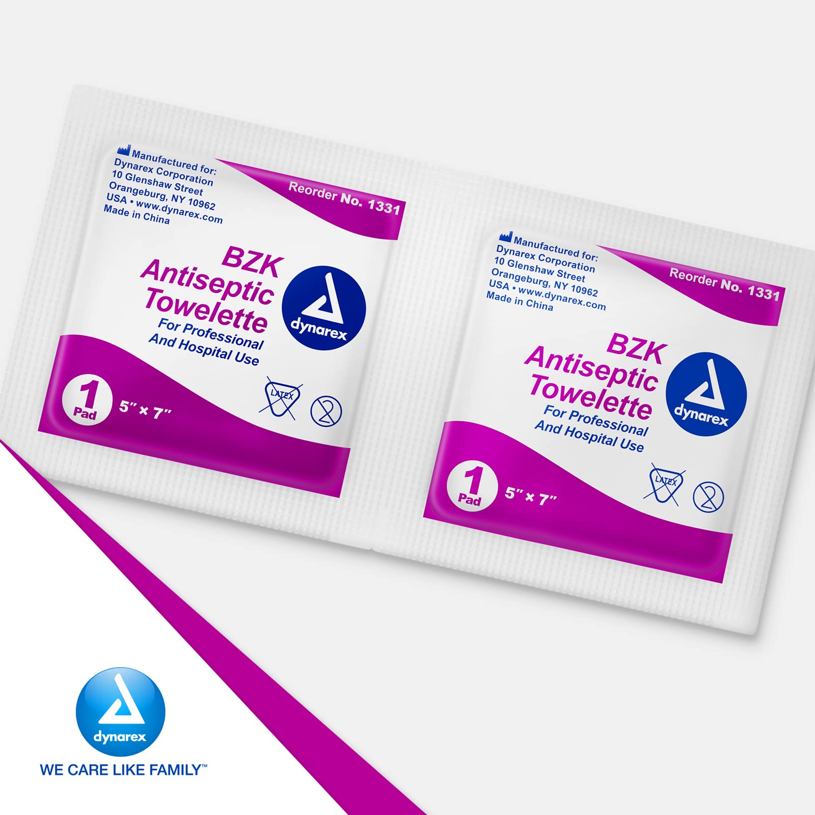 First aid kit inclusion: Dynarex BZK towelettes for minor cuts and scrapes.