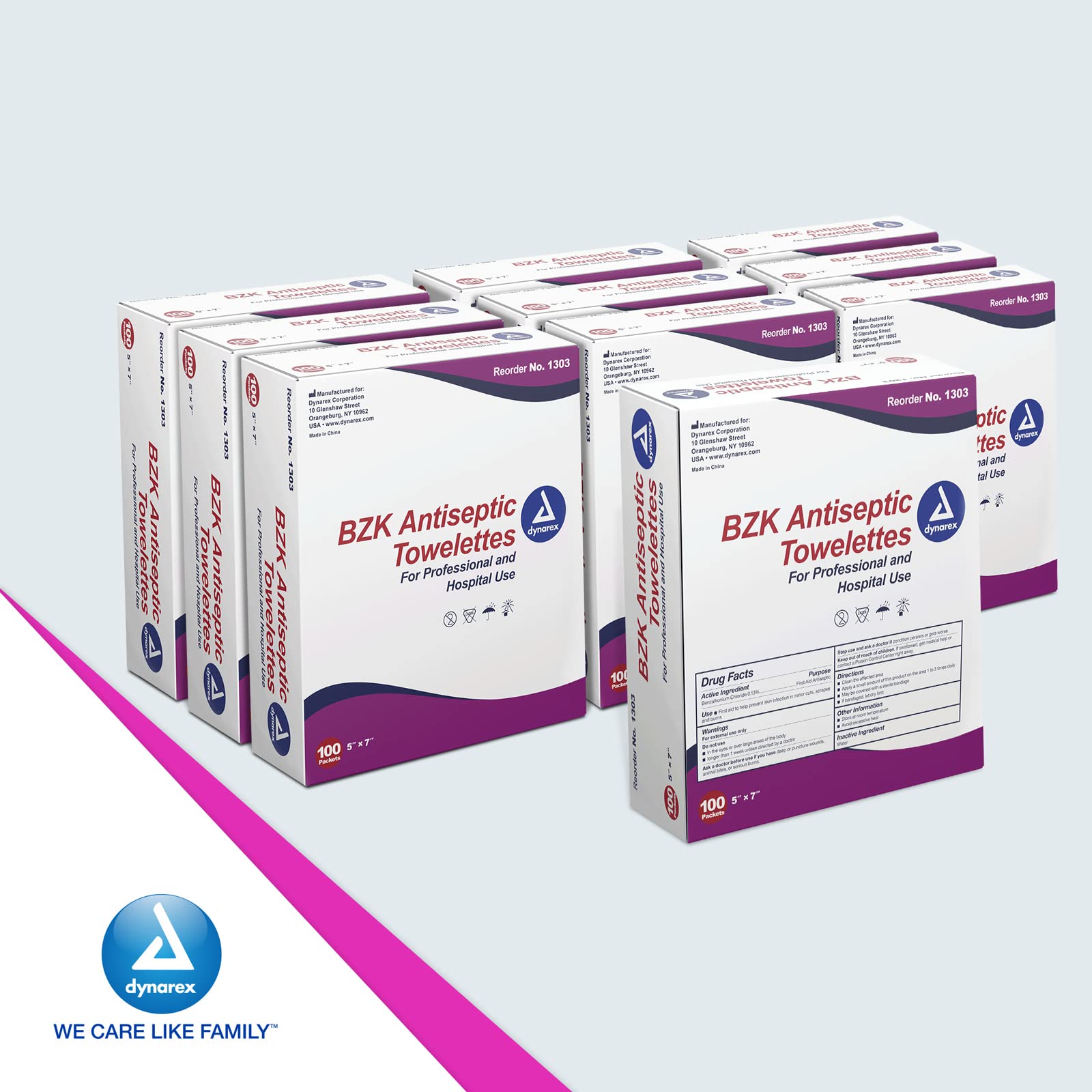 Dynarex BZK Towelettes in a first aid kit for on-demand care.