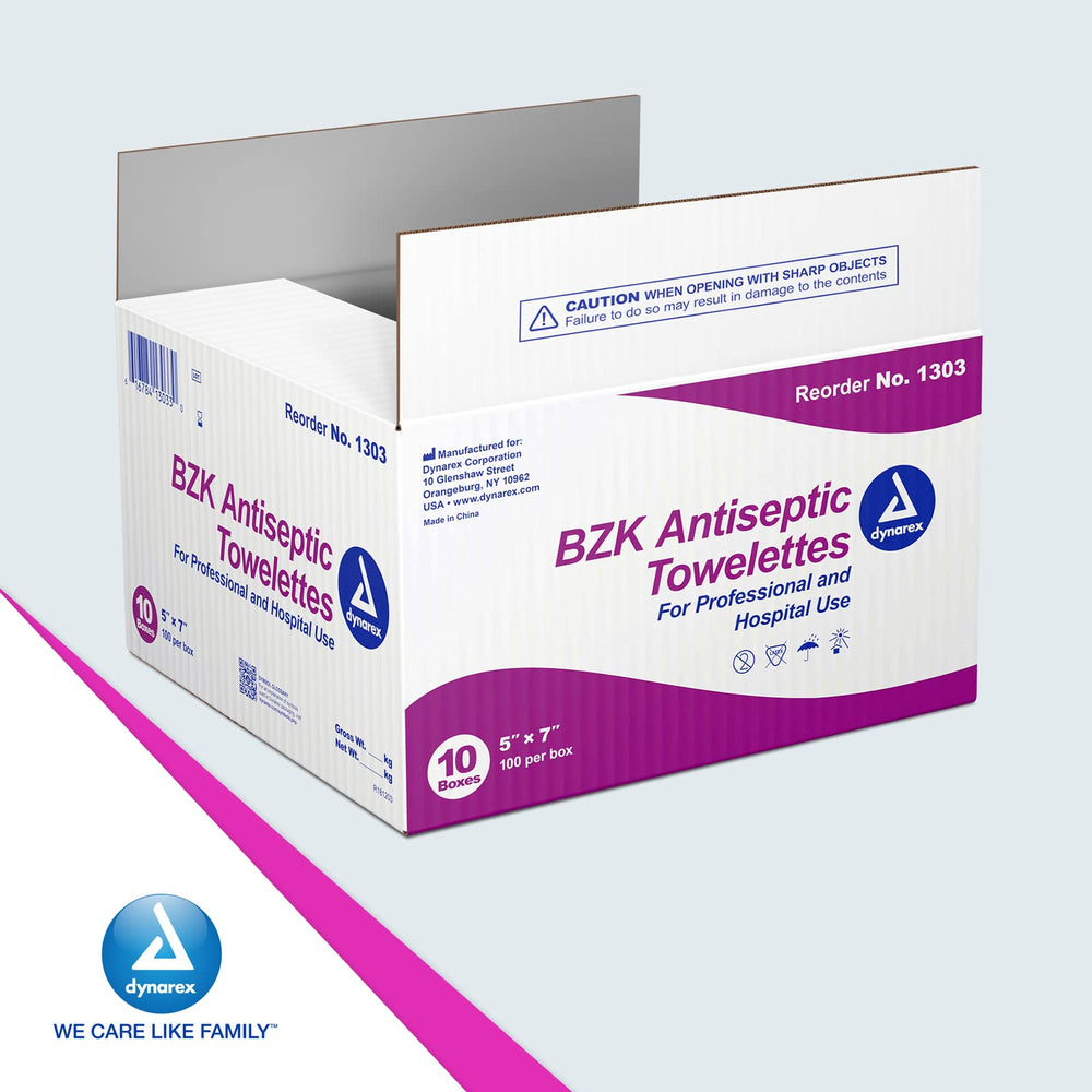 Dynarex BZK Towelettes travel-friendly for gym, car, and outdoors.