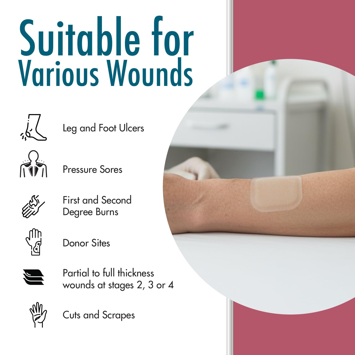 Dynarex DuraDerm bordered dressing shown protecting a wound.