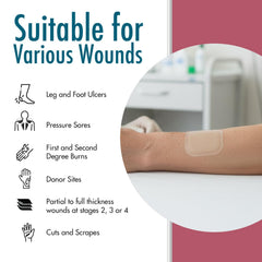 Dynarex DuraDerm bordered dressing shown protecting a wound.