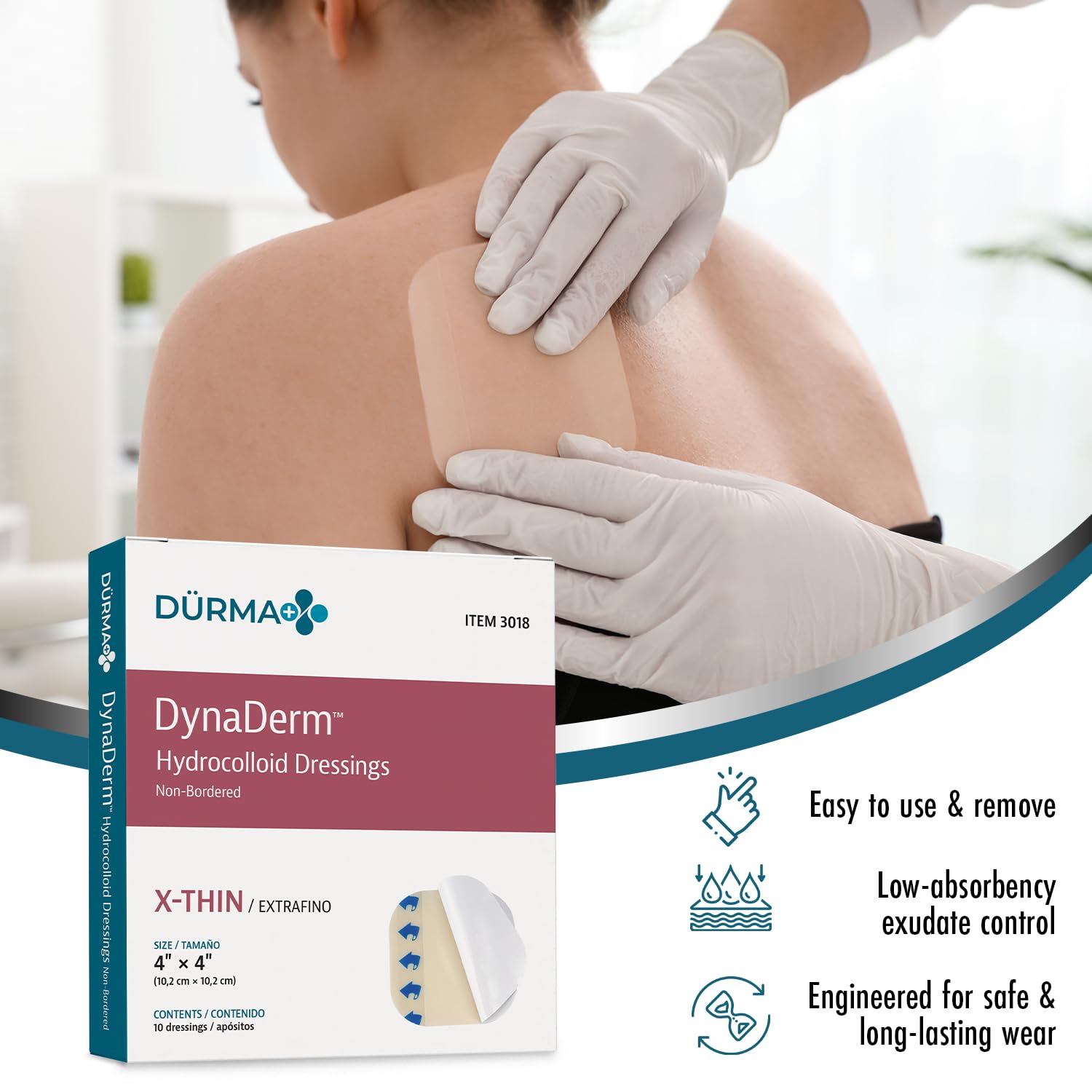 Dynarex Dynaderm hydrocolloid dressing designed for ulcers.
