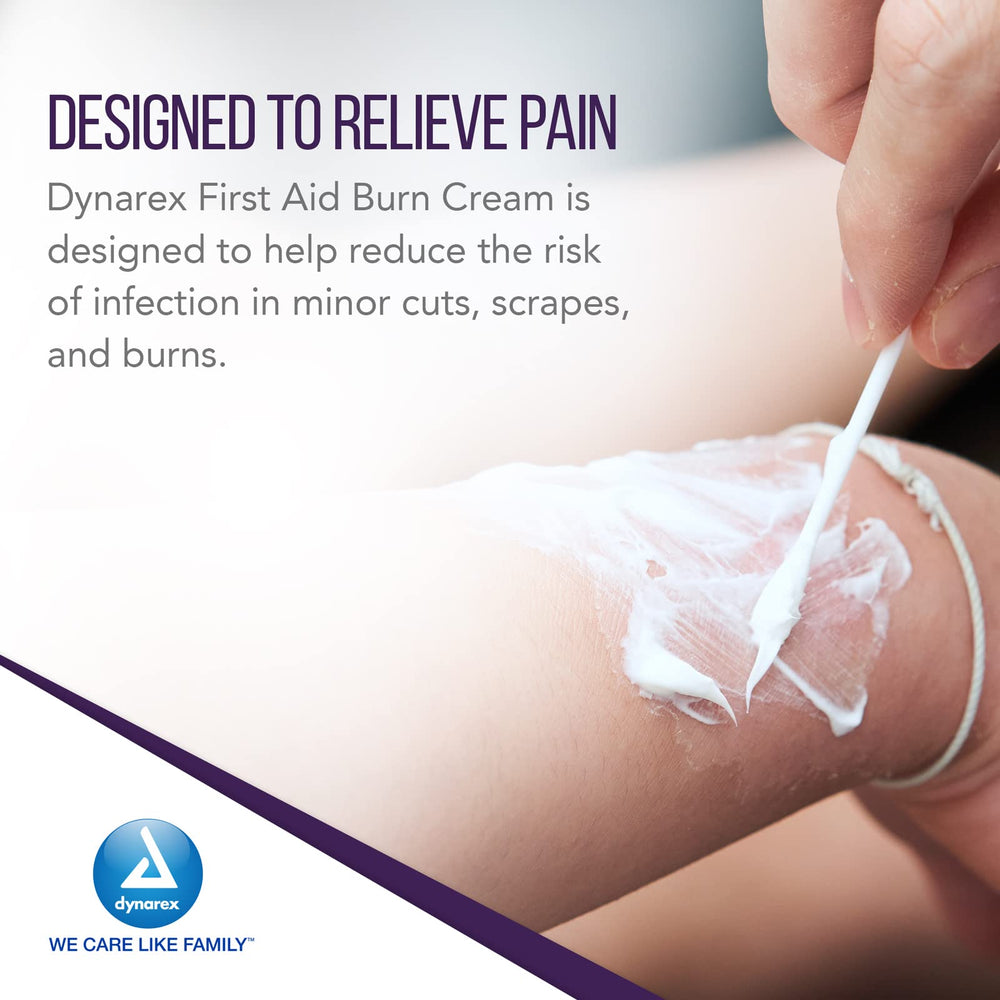 Dynarex first-aid kit includes burn cream for emergencies.